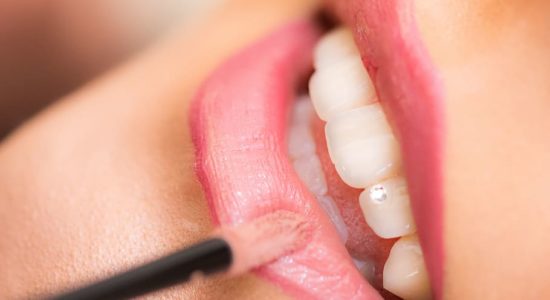 labbra, rossetto, gloss, trucco