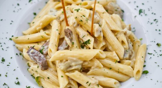 vegano, pasta, funghi