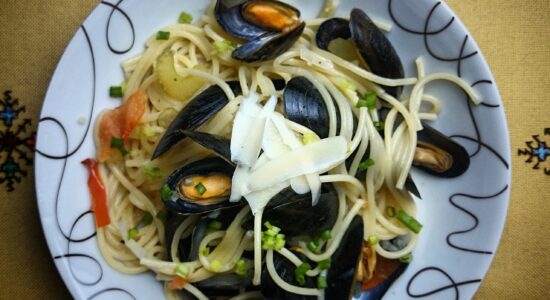 pasta, cozze