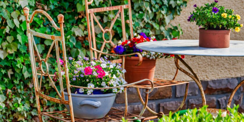sedie giardino ruggine
