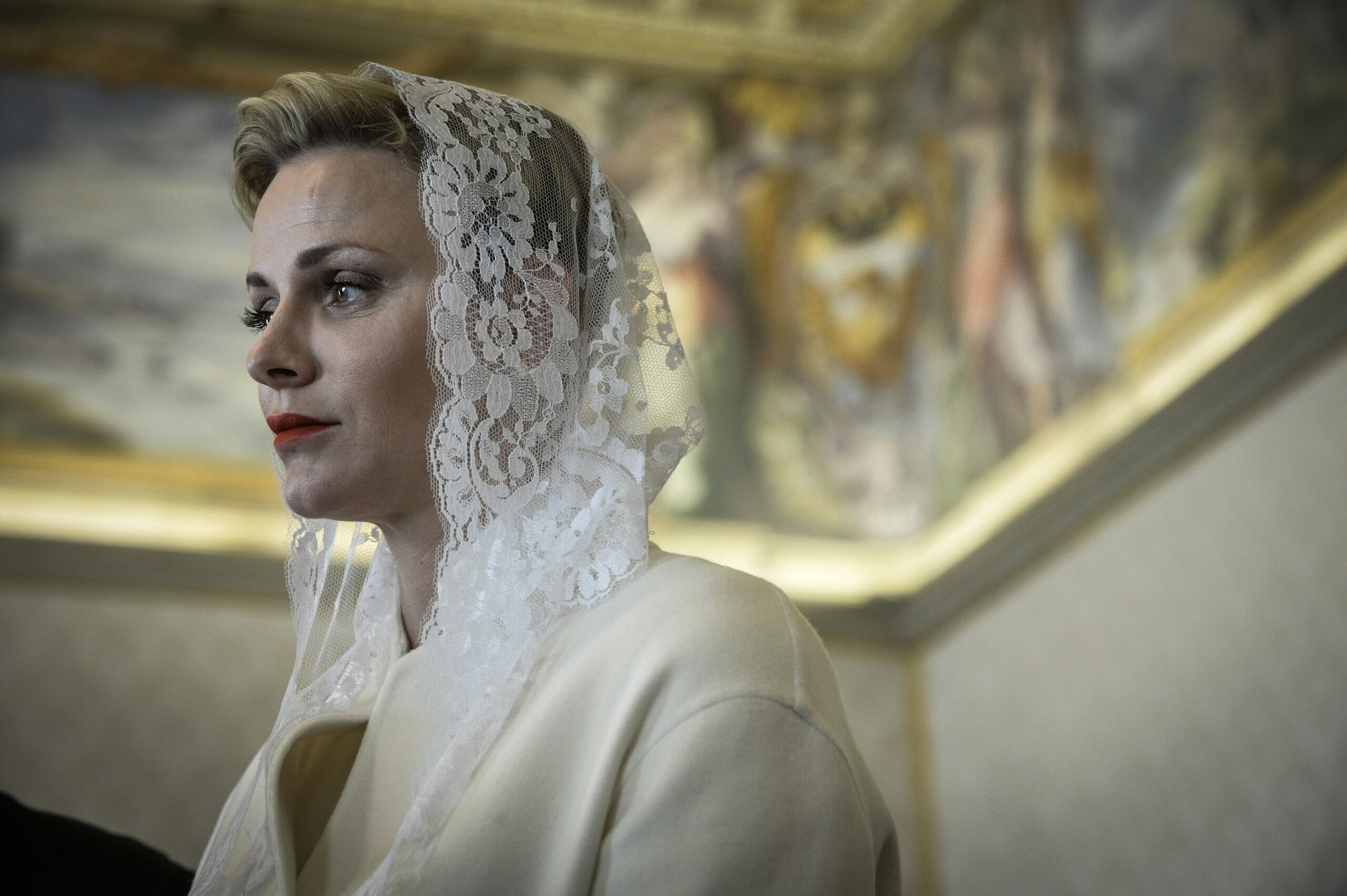 Charlene di Monaco in una recente visita al Vaticano