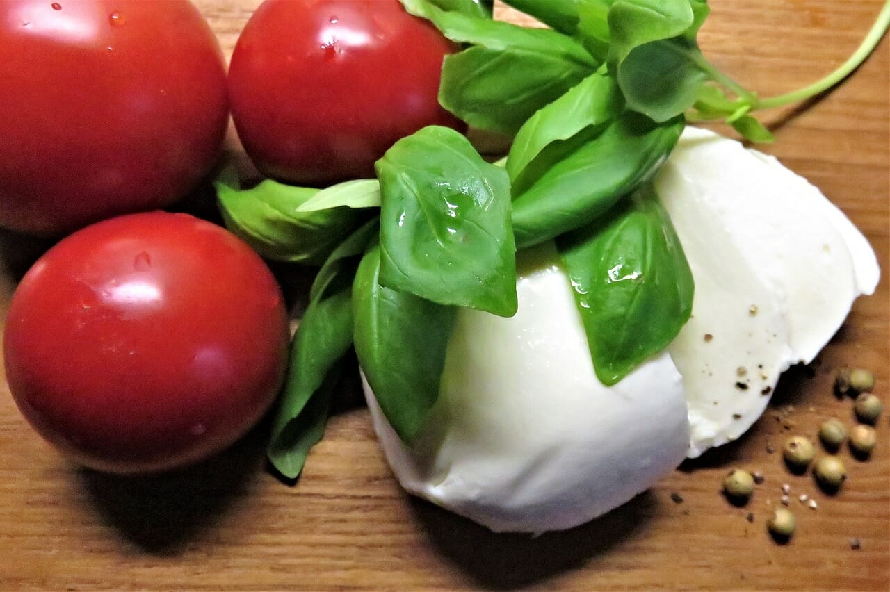 una fetta di mozzarella di bufala