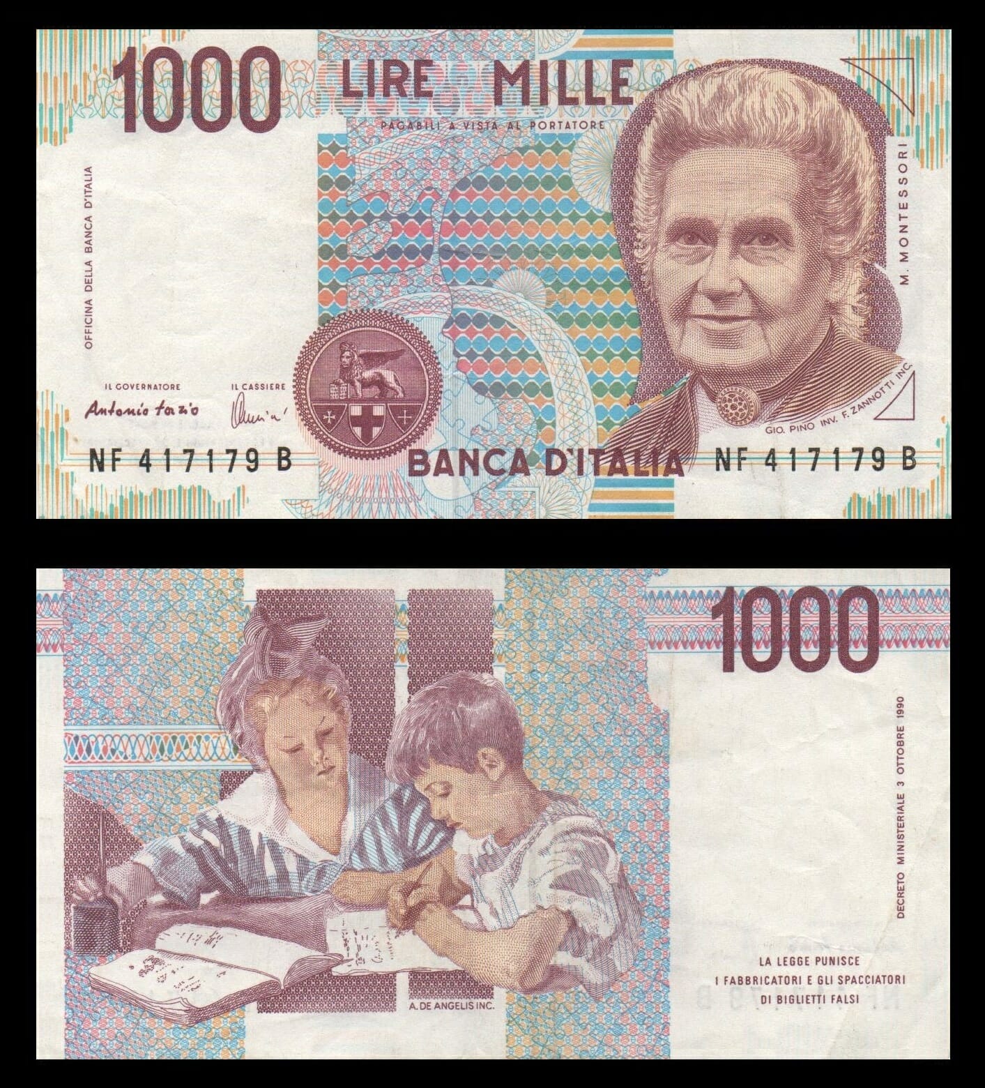 1.000 lire con Maria Montessori-foto da wikipedia