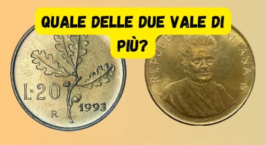 Quale vale di più fra la 20 lire con il ramo di quercia o la 200 lire con Maria Montessori-foto da wikiepdia
