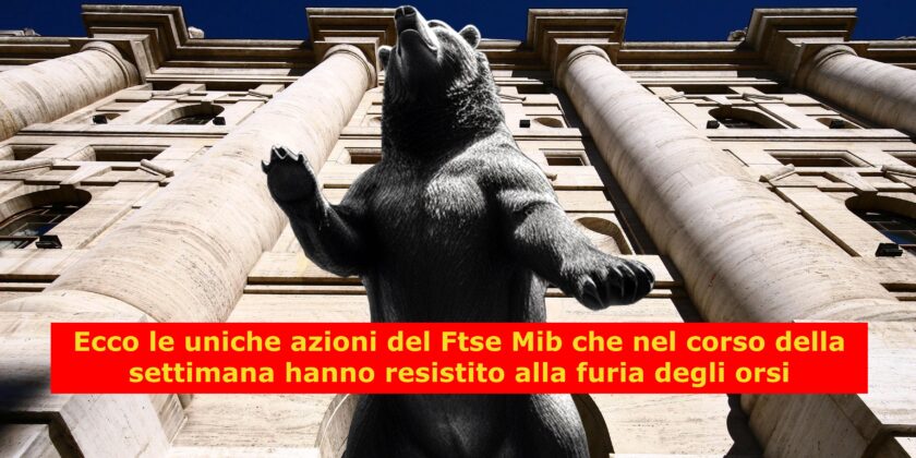 Mediobanca e Poste Italiane sono le uniche azioni del Ftse Mib che hanno resistito ai ribassisti