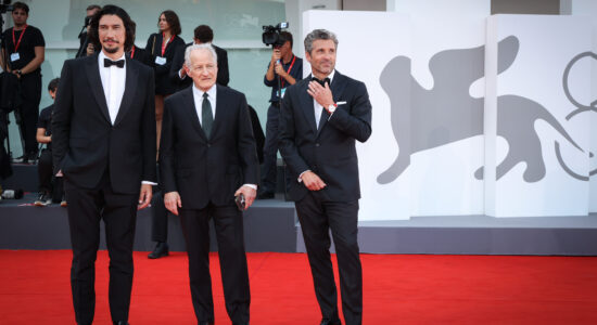 Patrick Dempsey a dx con A.Driver e M.Mann-Foto da imagoeconomica