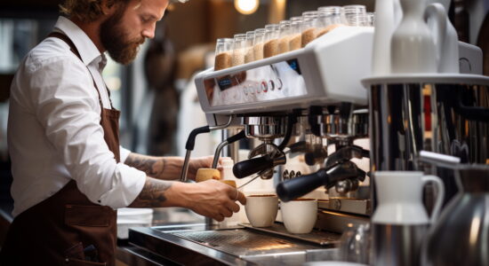 Barista che prepara una tazza di caffè-Foto da imagoeconomica