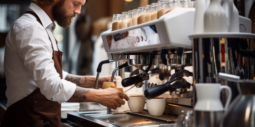 Barista che prepara una tazza di caffè-Foto da imagoeconomica
